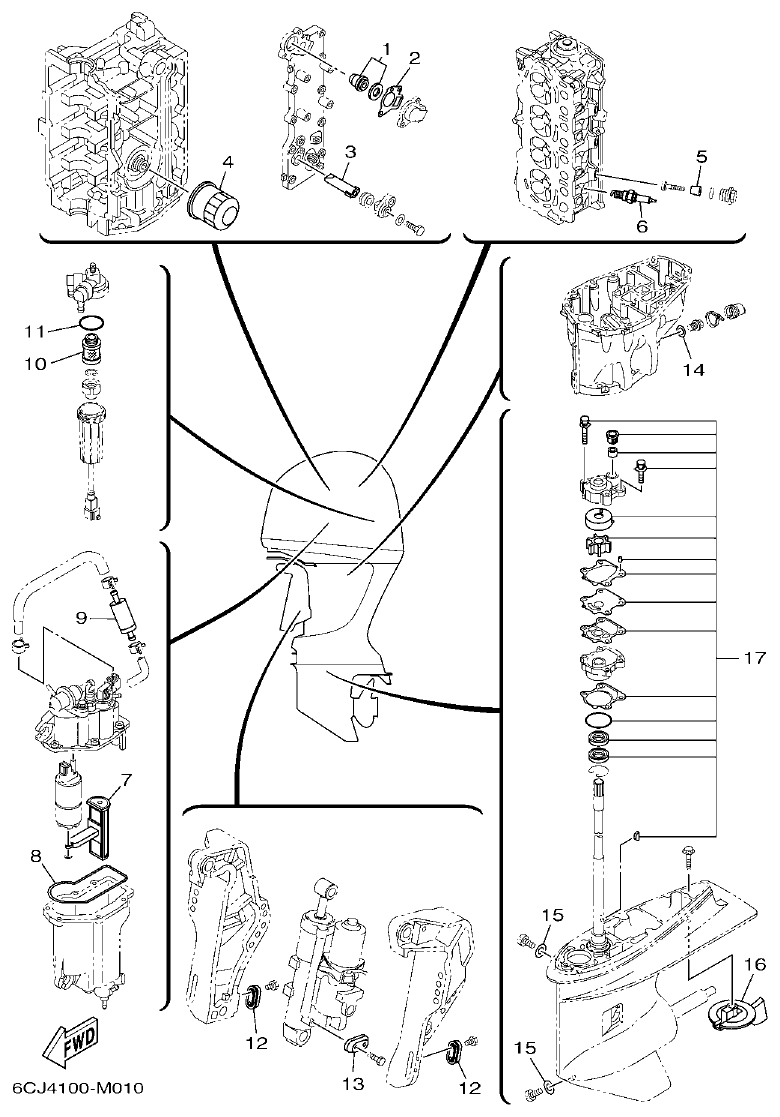 Yamaha F70AET SCHEDULED SERVICE PARTS parts diagram